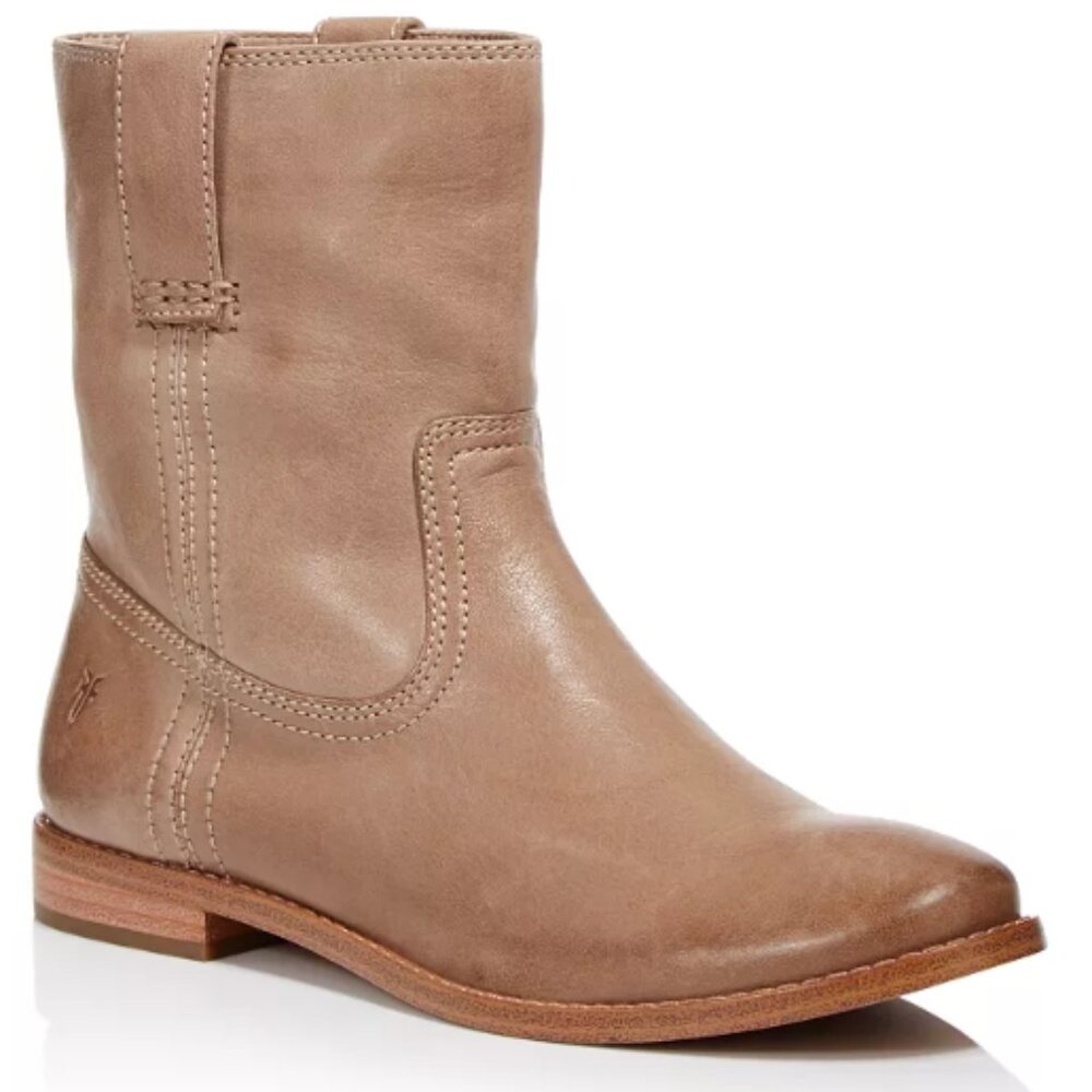 Frye Leather Anna Short Pull on Boots (8.5 Taupe Leather)